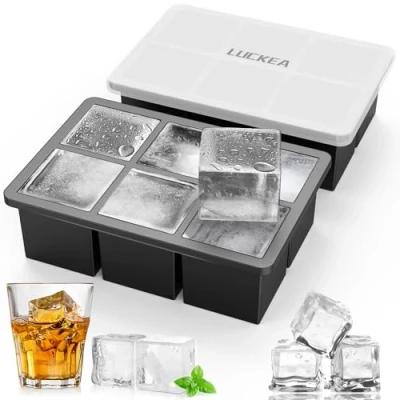 Immagine di LUCKEA XXL Stampo per cubetti di ghiaccio con coperchio, 6 scomparti, senza BPA, bevande refrigerate, whisky e cocktail