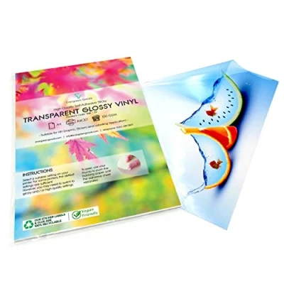 Immagine di Evergreen Goods Ltd 20 Fogli A4 Carta adesiva trasparente in vinile lucido autoadesiva stampabile a getto d&#039;inchiostro da stampa non impermeabile per Cricut e Silhouette Cutter