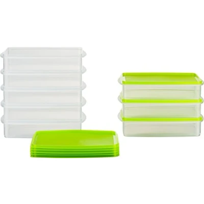 Immagine di MiraHome contenitore per alimenti, congelamento, impilabile, 23x14x5,2 cm, qualità austriaca (verde, 1l rettangolare (8 pz))