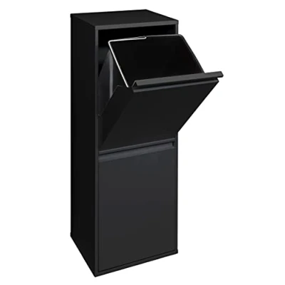 Immagine di Arregui Basic CR206 B Pattumiera Differenziata 2 Scomparti x 17L (34L) Contenitore in Acciaio da Interno Mobile per Raccolta Cestino Spazzatura Cucina e Ufficio Nero