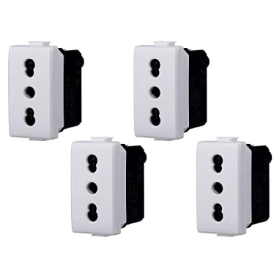 Immagine di Presa Bipasso Bivalente 2P+T 10/16A, Compatibile Con Bticino Matix (4 Pezzi, Bianco)