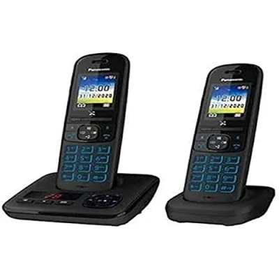 Immagine di Panasonic KX TGH722FRB DECT Telefono Digitale Senza Fili con Risponditore Digitale, Base e 2 Combinati, Mani Libere, Identificazione Chiamate, Blocco Chiamate Indesiderabili, LCD Colore, Nero