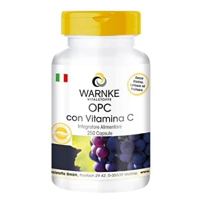 Immagine di OPC in capsule 60mg Con Vitamina C, estratto di semi d&#039;uva 200mg 250 Warnke Vitalstoffe Qualità da farmacia tedesca