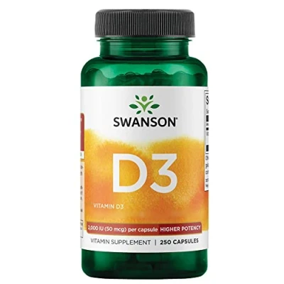 Immagine di Swanson, Vitamina D3 50mcg (2000 UI), Depot, Ogni 2 Giorni 1 Capsula, 250 Capsule, Altamente Dosato, Testato in Laboratorio, Senza Soia, Glutine, OGM