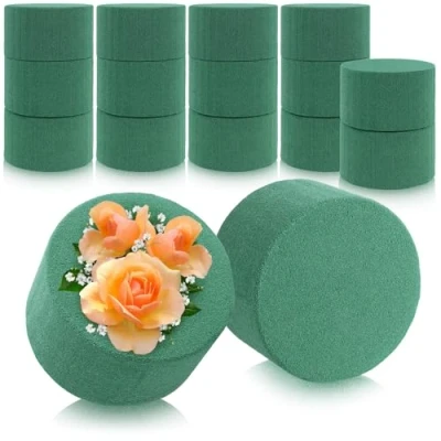 Immagine di com four® 16x Spugna per Composizioni Floreali, Forma Cilindrica Schiuma Floreale Fiori Freschi Floral Foam Bricolage Matrimonio, Pasqua, ECC. (16 Pezzi Cilindro)