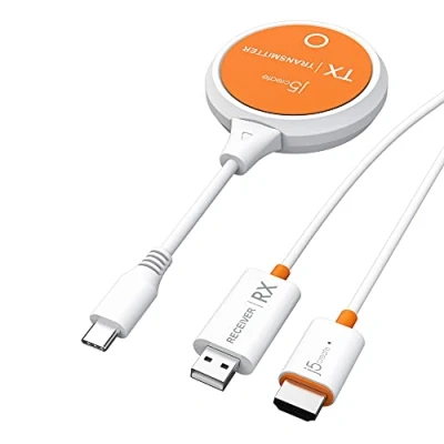 Immagine di j5create ScreenCast Trasmettitore e ricevitore di display wireless da USB C a HDMI, supporta 1080p, compatibile con MacBook, iPad Pro, ChromeOS, laptop Android (JVAW62)
