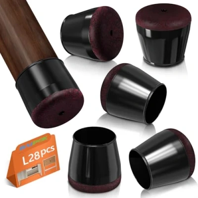 Immagine di Gommini per Sedie Rotondi, 28 Pezzi Feltrini Sedie, Tappi le Gambe Delle Pavimenti in Legno, Protezione Antigraffio, Elastiche(Fit:34 39mm)