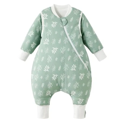 Immagine di Duomiaomiao sacco nanna con piedi, per tutto l&#039;anno, in 100% cotone, 3,5 Tog, gambe, bambini e bambine(foglia verde/2 3 anni)