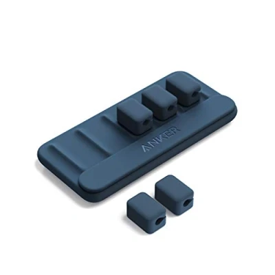 Immagine di Anker Gestione dei cavi, supporto magnetico per fascette cavi da scrivania, 5 clip cavo Lightning, USB C, micro, si attacca a legno, marmo, metallo e vetro (in blu)
