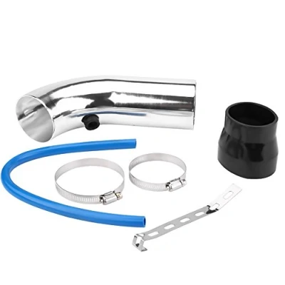 Immagine di Modifica del tubo di aspirazione dell&#039;auto, sistema filtraggio dell&#039;aria fredda universale da 76 mm/3 pollici(Argento)