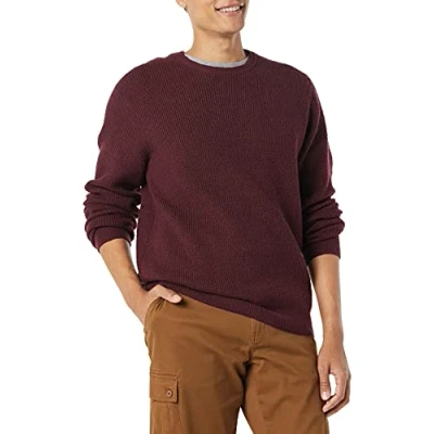 Immagine di Amazon Essentials Maglione Morbido Girocollo a Maniche Lunghe in Punto Waffle Uomo, Bordeaux, L