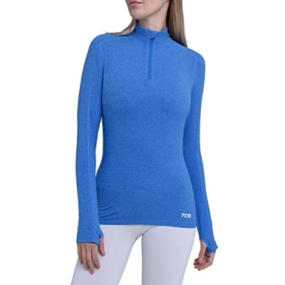 Immagine di TCA Fusion Quickdry Maglia da Corsa A Manica Lunga Donna con Colletto e Mezza Zip Blu, XS