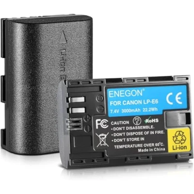 Immagine di ENEGON Batteria LP E6 E6N 3000mAh Li ION compatibile con fotocamere digitali EOS 5D Mark II, DS III, IV, 5DS, 5DS R, 6D, 7D, 7D 80D, 70D, 60D