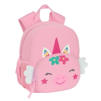 Immagine di Safta UNICORNIO Zaino in neoprene per bambini, ideale bambini di diverse età, comodo e versatile, 20 x 9 25 cm, colore rosa chiaro, Estándar, Casual