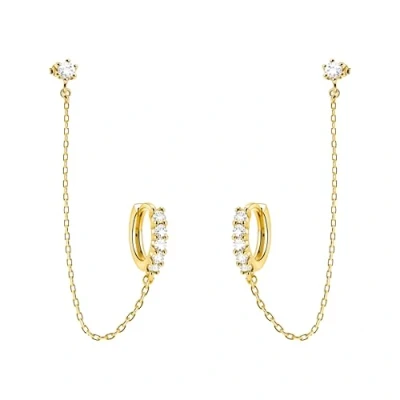 Immagine di SOFIA MILANI Orecchini da Donna in Argento 925 Placcati Oro e con Pietra Zircone Creoli a Catena E2602