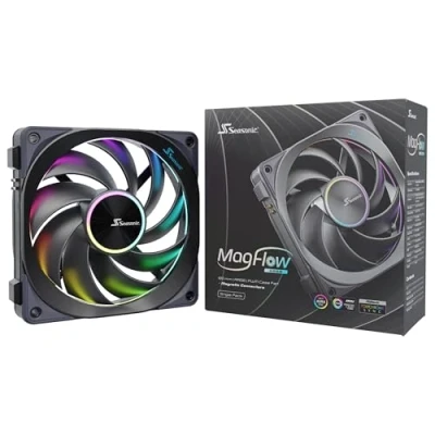 Immagine di Seasonic MagFlow 1225PWM ARGB 120 Ventola per PC case Nero (L x A P) 124.2 120.4 26.6 mm