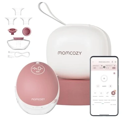 Immagine di Momcozy Tiralatte a Mani Libere Mobile Flow Aggiornamento M9, Controllo Elettrico e App, Multi Modalità 15 Livelli, Pompa Indossabile 24mm (2, Rosso)