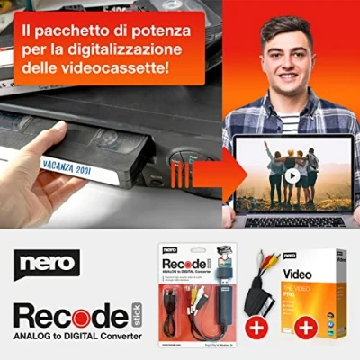 Immagine di Nero VHS to USB video Grabber Recode Stick incl. software di editing digitalizzazione cassette Windows 11 / 10 8