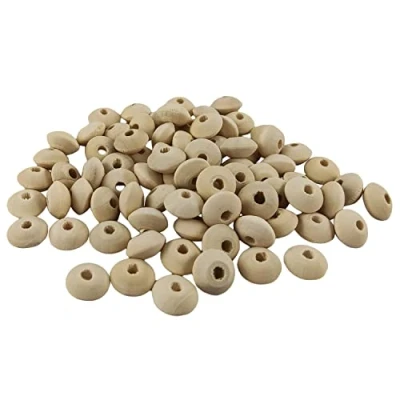 Immagine di Netuno 80 perline legno piatte 14 mm perle in con foro da infilare per bigiotteria collane fai te macramè braccialetti palline lavoretti