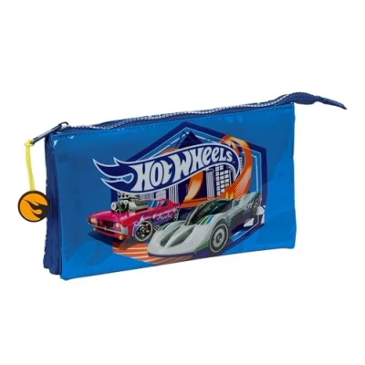 Immagine di Hot Wheels Sonny astuccio triplo, per bambini, ideale bambini in età scolastica, comodo e versatile, qualità resistenza, 22 x 3 12 cm, colore Blu marino, navy, Estándar, Casual