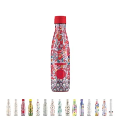 Immagine di Cool Bottles Borraccia Termica 500 ml Dragonfly Paradise x Catalina Estrada Bottiglia d&#039;Acqua in Acciaio Inox Bevande Fredde per 36 ore e Calde 18 Finitura con Stampa 3D Senza BPA