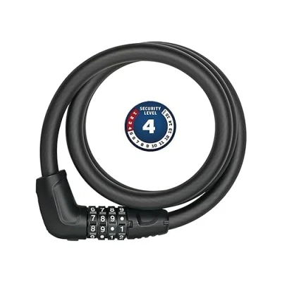 Immagine di ABUS Serratura a Cavo Tresor 6412C combinazione, regolabile individualmente in acciaio con rivestimento plastica Livello di sicurezza 4 85 cm, nero