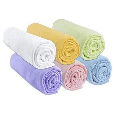 Immagine di Set di 6 lenzuola 40 x 80/40 90 cm, culla, culla 100% cotone, multicolore estensibile traspirante sonno sano, marchio Easy Dort, certificato Oeko Tex Prodotto in Europa
