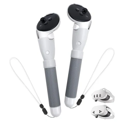 Immagine di TRANSNOVO Handle Attachment Compatibile con Meta Quest 3S/Quest 3 Controller Accessori, Bastoni per Braccia Lunghe VR Gorilla Tag, Maniglie Beat Saber, Impugnature di Estensione Giochi
