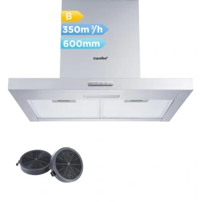 Immagine di COMFEE&#039; Cappa Aspirante 60 TSHM17SS Acciaio Inossidabile Cucina Con LED, Sistema Di Ricircolo E Canalizzazione Filtri A Carbone