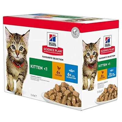 Immagine di Hill&#039;s SP Kitten Favourite Selection 12 x 85 g (+ Gratis Behälter)
