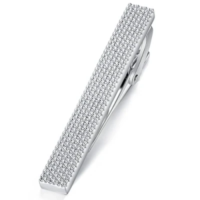 Immagine di HONEY BEAR 1.97&quot;/2.12&quot; Fermacravatte Uomo per Cravatta di dimensioni normali, Ferma Regalo Nozze D&#039;affari,5cm/5.4cm (Argento 5.4cm)