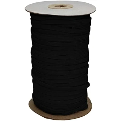 Immagine di Lumonic Elastico piatto 50m x 5mm nero laccio in gomma antibollore ad es. per maschere paradenti cucito e artigianato articoli da cantiere