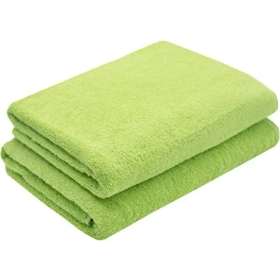 Immagine di ZOLLNER 2 teli doccia morbidi e assorbenti asciugamani da bagno lavabili a 95C cotone 70x140 cm verde