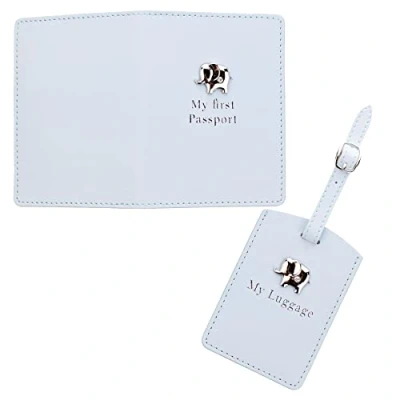 Immagine di Baby&#039;s My First Set di copripassaporto e targhetta per bagagli, colore: Blu/Elefante
