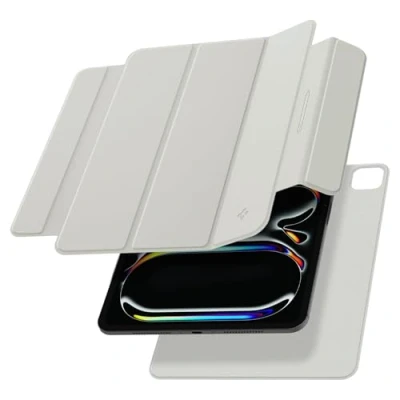 Immagine di Spigen Cover AirSkin Folio OneTap compatibile con iPad Pro 11 pollici M4 (2024) di 5a generazione, custodia sottile e leggera completamente rimovibile magnete Grigio