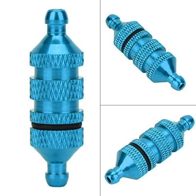 Immagine di Drfeify Pezzi di Ricambio del Filtro Carburante in Lega Alluminio RC per 1: 8/1:10 Accessorio Motore Auto Modello(Blu)