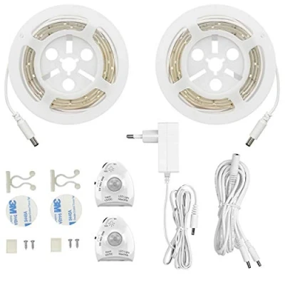 Immagine di Lampada da letto con rilevatore di movimento, sotto la luce del letto, scientify dimmerabile movimento attivato 1.2 M striscia LED sensore e alimentazione