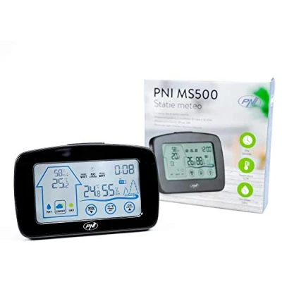 Immagine di PNI Stazione metereologica MS500 con sensore Esterno Wireless, Visualizza Temperatura e umidità Interna ed Esterna, Memoria dei valori climatici Minimi massimi