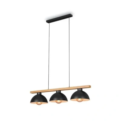 Immagine di Briloner Lampada a sospensione, sospensione retrò, vintage, 3x E27, max. 40 Watt, da sala pranzo, Metallo legno, Nero, 980x250x1035mm (LxWxH)