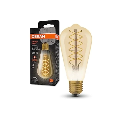 Immagine di OSRAM Lampade a LED Dimmabile, Edizione vintage, 37 Watt Sostituzione, E27, G95 Shape, 2200 Kelvin, Luce di comfort Calda, vetro trasparente, Single Pack