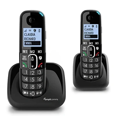 Immagine di Amplicomms BigTel 1502 Duo, Telefono DECT senza fili con tasti grandi, 2 combinati, Audio Boost, suonerie potenti, compatibile apparecchi acustici, funzione di blocco delle chiamate