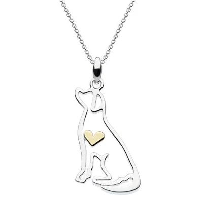 Immagine di Dew Collana in argento Sterling e oro con ciondolo a forma di cane labrador, lunghezza 45,7 cm