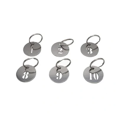Immagine di NanTun Targhette numerate da 2,5 cm, portachiavi in acciaio inossidabile 304 con anelli, resistenti e impermeabili per una facile organizzazione, argento, 1 a 50
