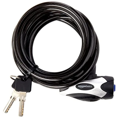 Immagine di Amazon Basics AB BL105 , Lucchetto con cavo A chiave, nero grigio, 182,4 cm