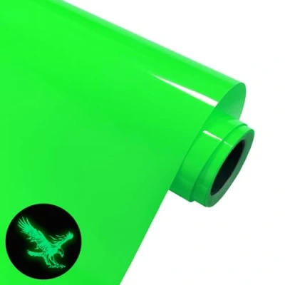Immagine di FORBELL Vinile Termoadesivo per Tessuti, Tessuti film plotter luminosi, flessibile luminoso (30,5cmx3m, Nottilucente Verde (opaco))