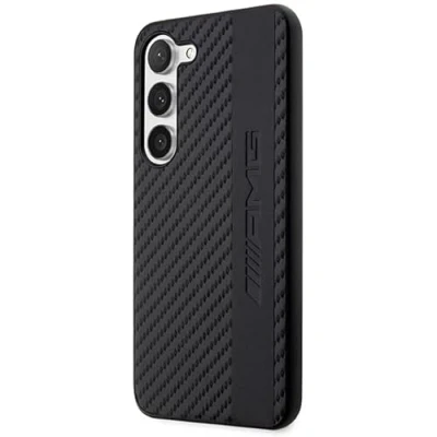 Immagine di Custodia AMG AMHCS23SBLSCA S23 S911 Nero rigida Carbon Stripe&amp;Embossed