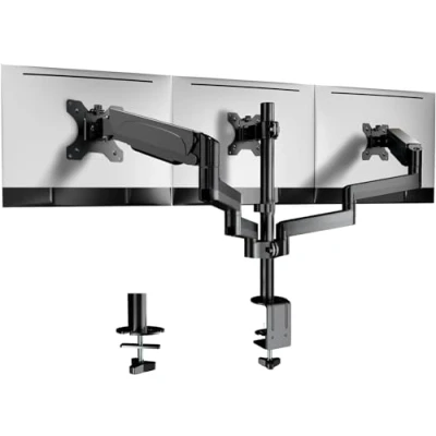 Immagine di WORLDLIFT Triplo Braccio per Monitor PC Premium Supporto da Scrivania 3 LCD e LED 17 27 Pollice Staffa Monitor/Schermo, Girevole Regolabile con Morsetto, VESA 75/100 mm, 7 kg