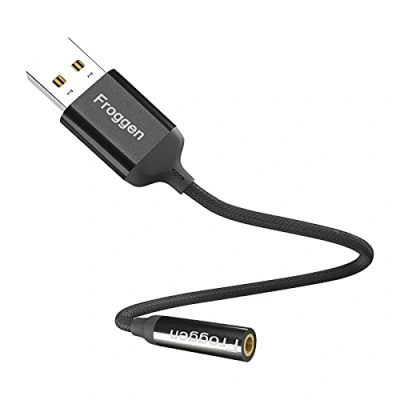 Immagine di Adattatore per Cuffie da 3,5 mm Femmina a USB maschio,Scheda Audio Stereo esterna con chip incorporato,adattatore 4 poli Windows PS5 PS4 laptop PC e altro (Nero)