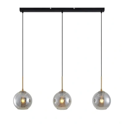 Immagine di Lindby lampada a sospensione &#039;Hiwana&#039; dimmerabile (Moderno) colore Grigio, in Vetro ad es. Soggiorno &amp; Sala da pranzo (3 luci, E27) vetro, sospensione,
