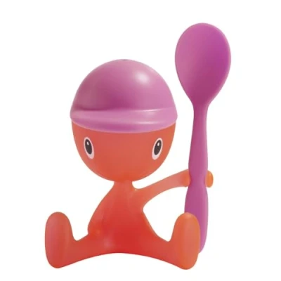 Immagine di Alessi ASG23 P Cico Portauovo con Spargisale Personale e Cucchiaino in Resina Termoplastica, Rosa